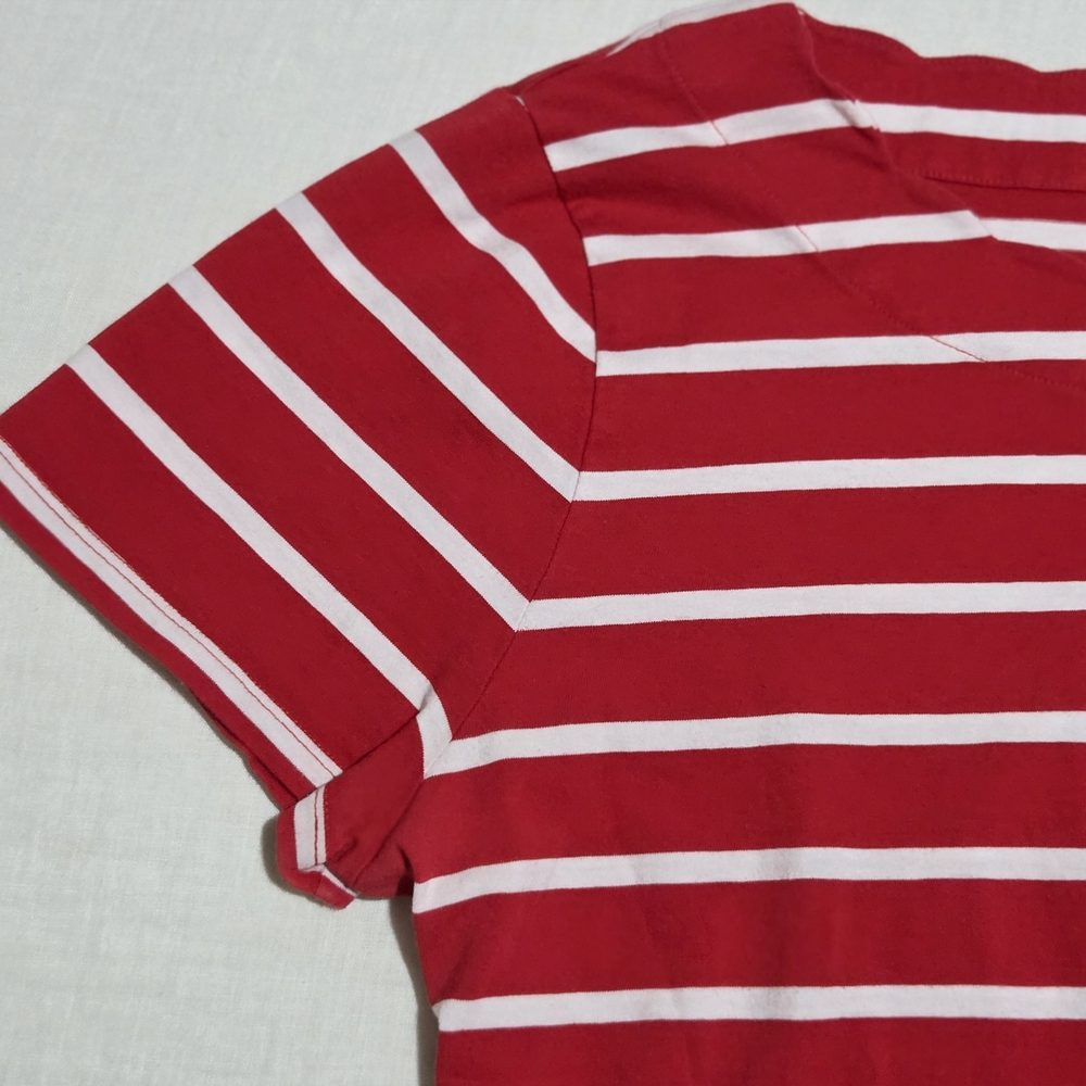 Talbots Scallop Red and White Striped Tee - Picture 4 of 15